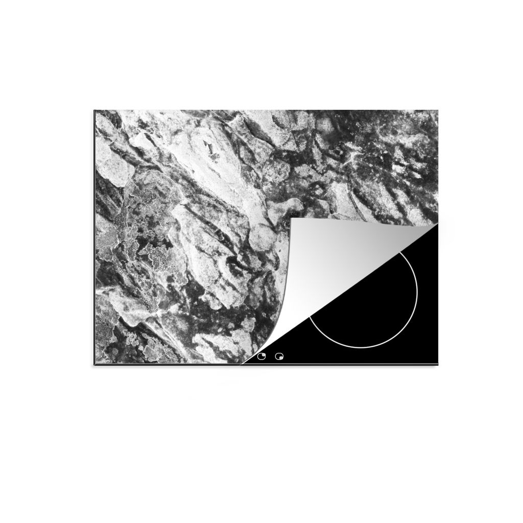KitchenYeah Herdabdeckplatte Schwarz - Weiß - Granit - Steine , 71x52cm, Küche Deko, Glaskeramikkochfeld Herdabdeckung, Abdeckplatte fùr Kochfeld