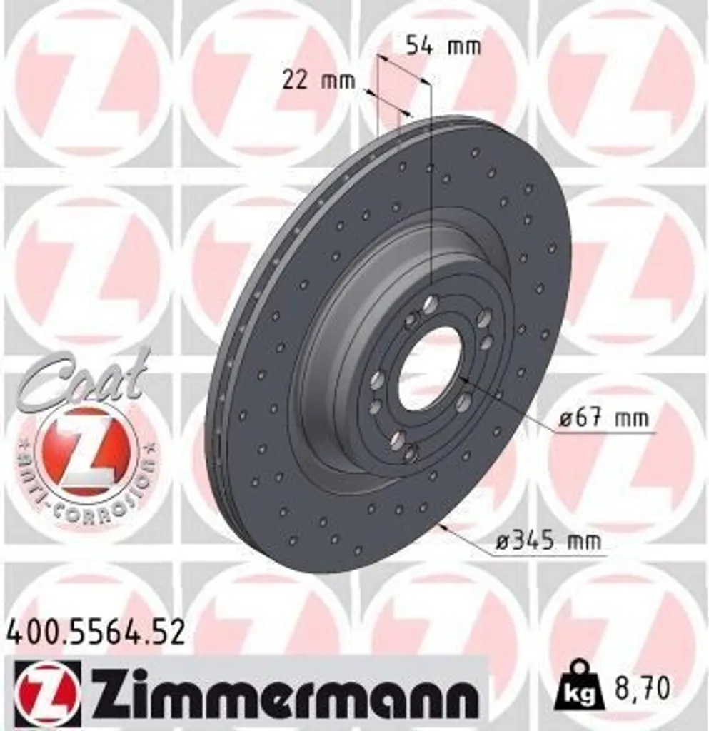 Disque de Frein Haute Performance 400.5564.52 Zimmermann Mercedes W167