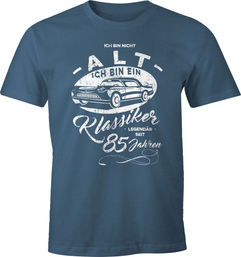 Herren Geschenk T-Shirt Geburtstag Ich bin nicht alt Ich bin ein Klassiker Auto Oldtimer Spruch 30-90 Jahren Moonworks 85 denim L