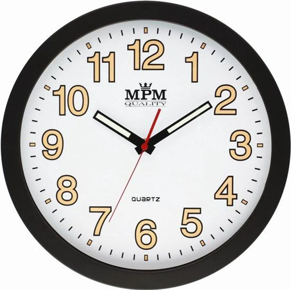 Horloge murale à quartz luminescente en verre minéral noir et blanc