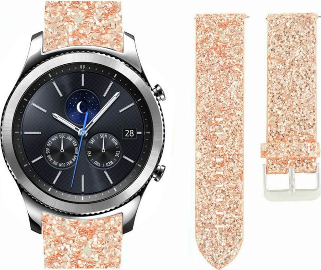 Strap-it Samsung Gear S3 Glitzer Lederarmband (Roségold)