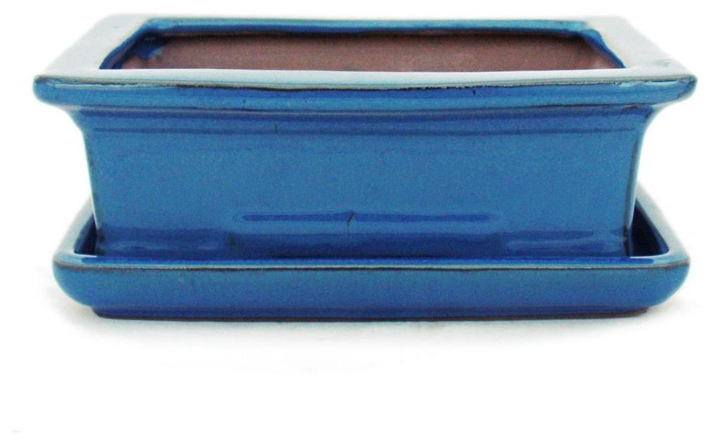 Bonsai-Schale mit Unterteller Gr. 3 - Blau - eckig - Modell Produktbild 