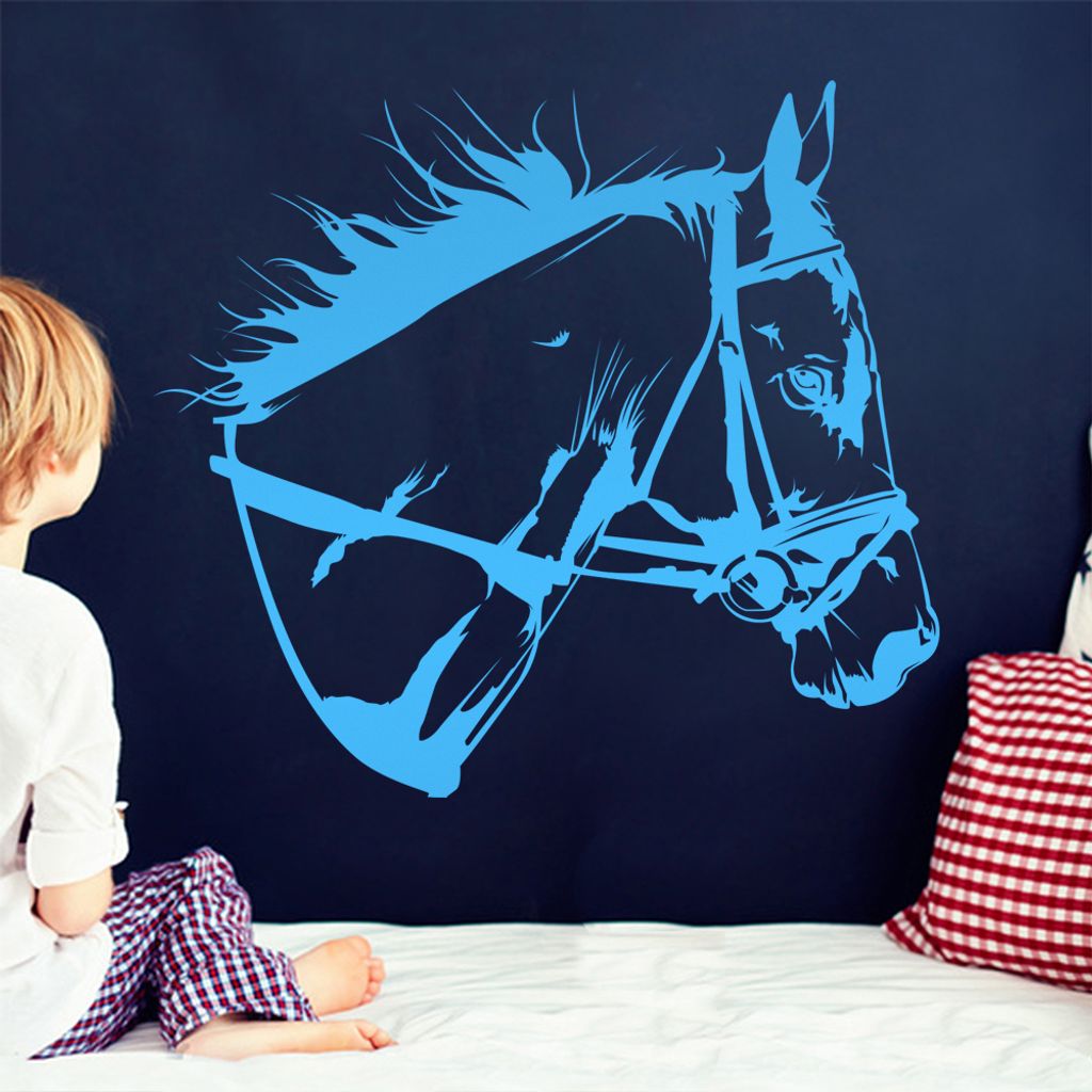 KIWISTAR Pferd mit Geschirr Wandtattoo in 6 Größen - Wandaufkleber Wall Sticker - Dekoration, Küche, Wohnzimmer, Schlafzimmer, Badezimmer