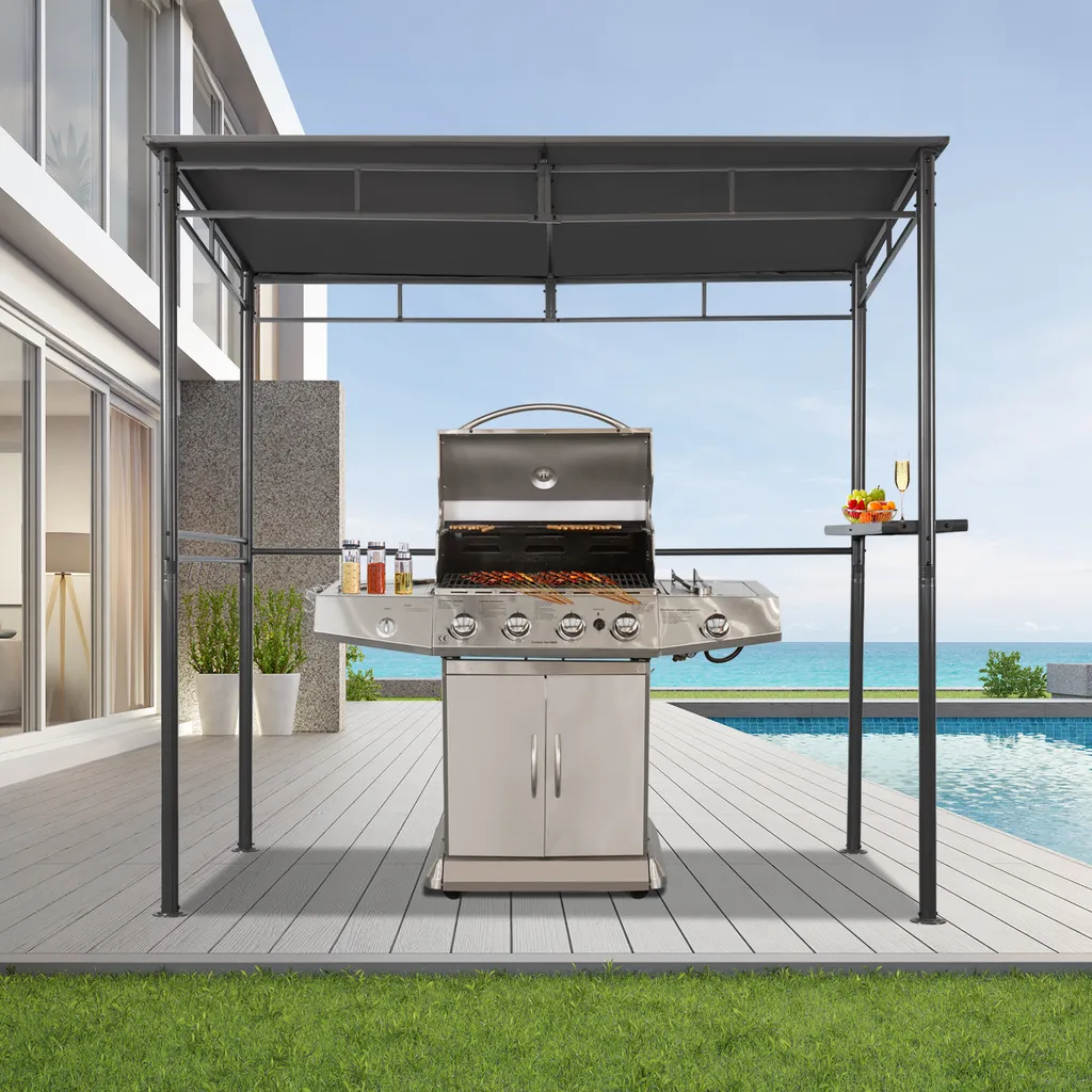 Pavillon de barbecue Angel Living tonnelle de jardin en acier anthracite - 7