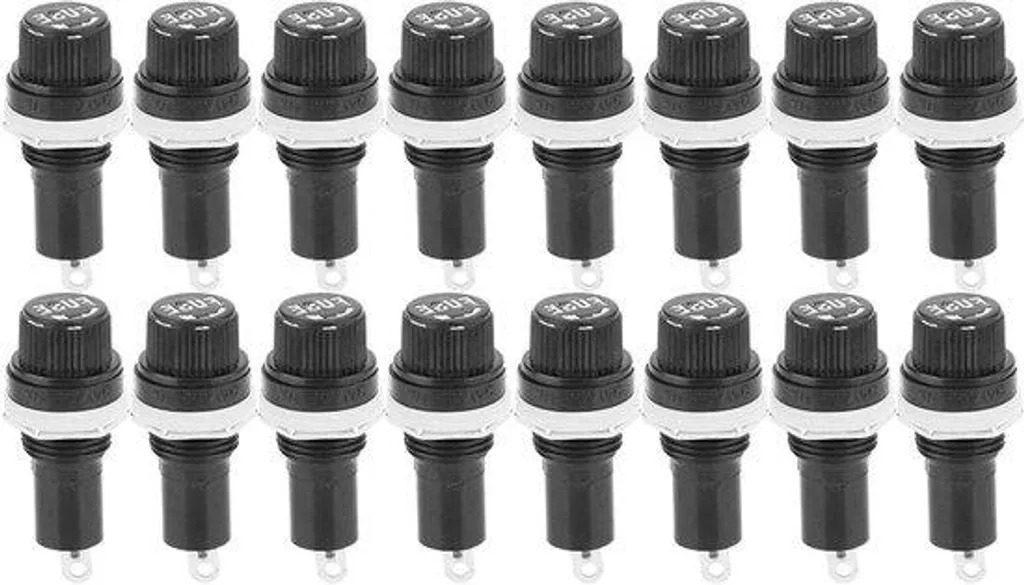 Porte-fusible 5x20 mm pour panneau, 10A 250V, bornes à vis, lot de 20 pcs