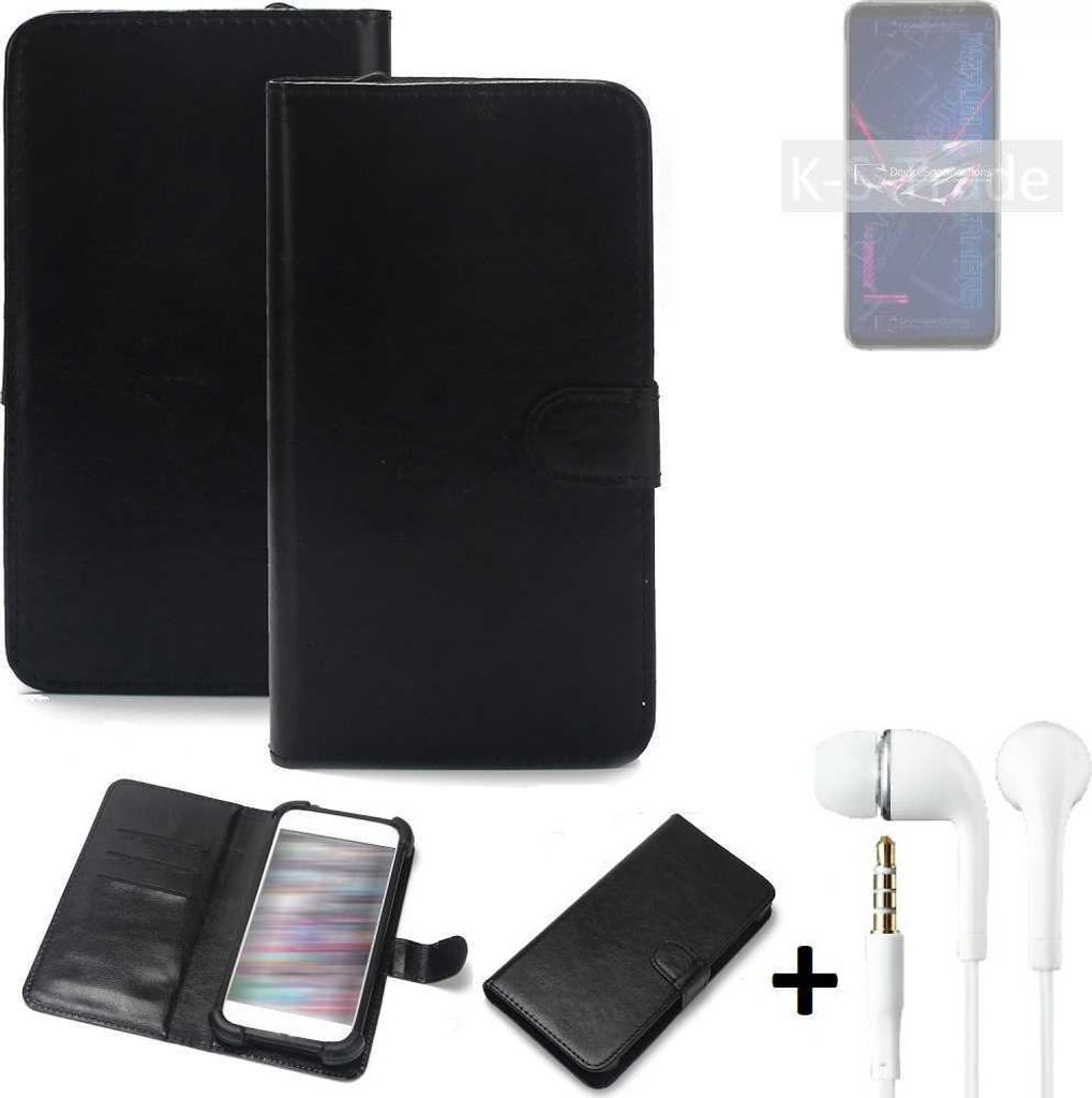 K-S-Trade Wallet Case Handyhülle kompatibel mit Asus ROG Phone 6 Pro Schutzhülle Flip cover Flipstyle Tasche Hülle Flipcover Slim Bumper schwarz +