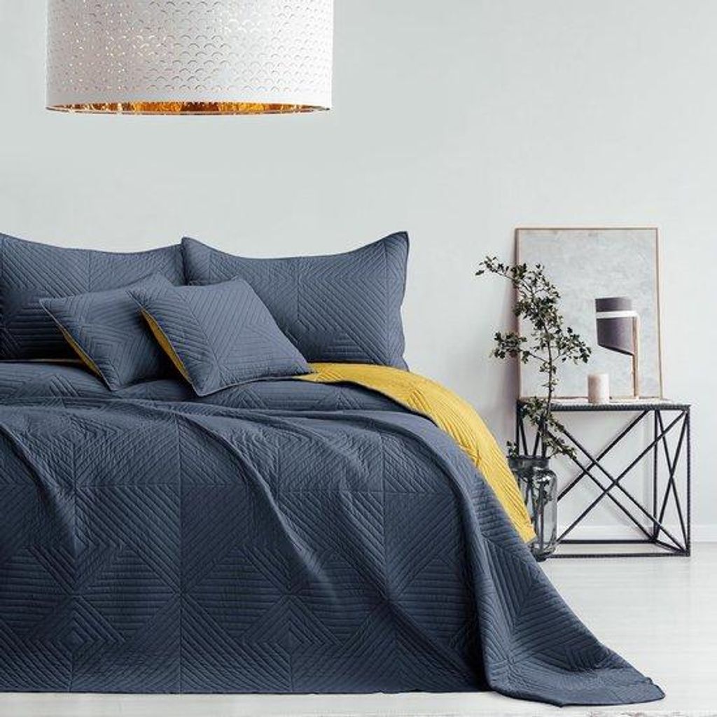 Famanu Sprei Antrazit Honiggelb 200 x 220 cm - Doppelseitig