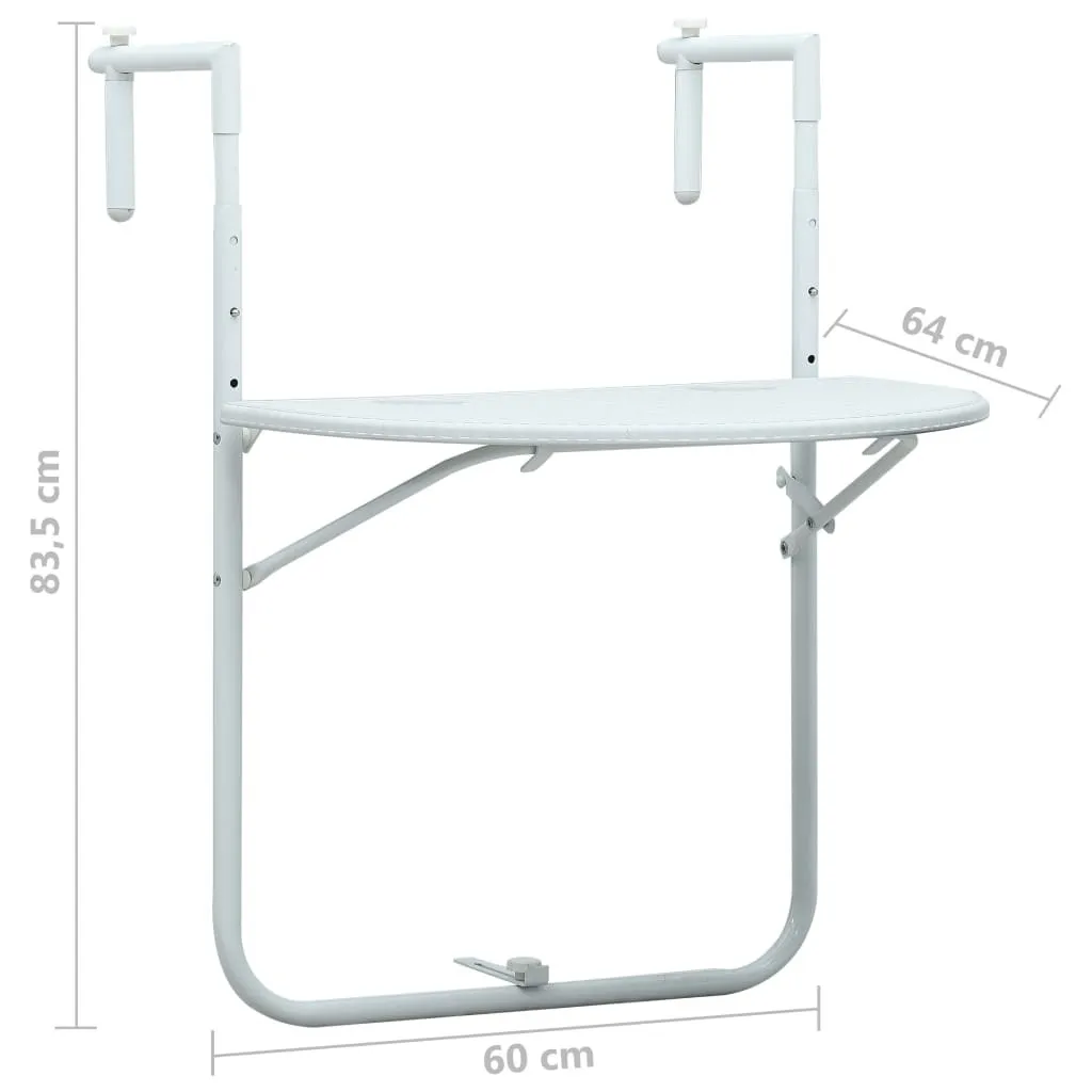 Table de balcon pliable et suspendue blanche pour petits espaces 60cm - 11