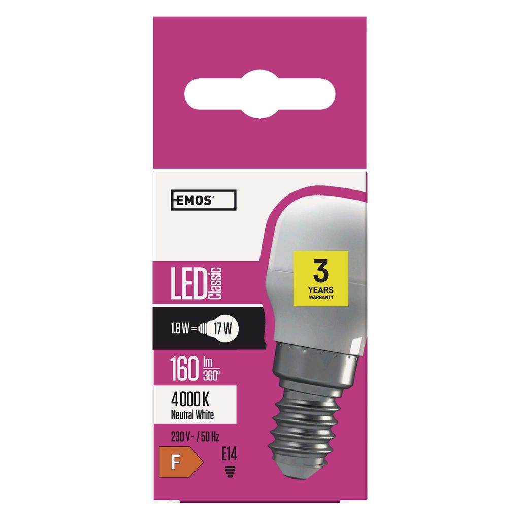 Confezione Da 10 Lampade LED Osram T26 A Tubo Per Frigorifero, 2,3W (20W), E14, 6500K Luce Diurna, Opaco
