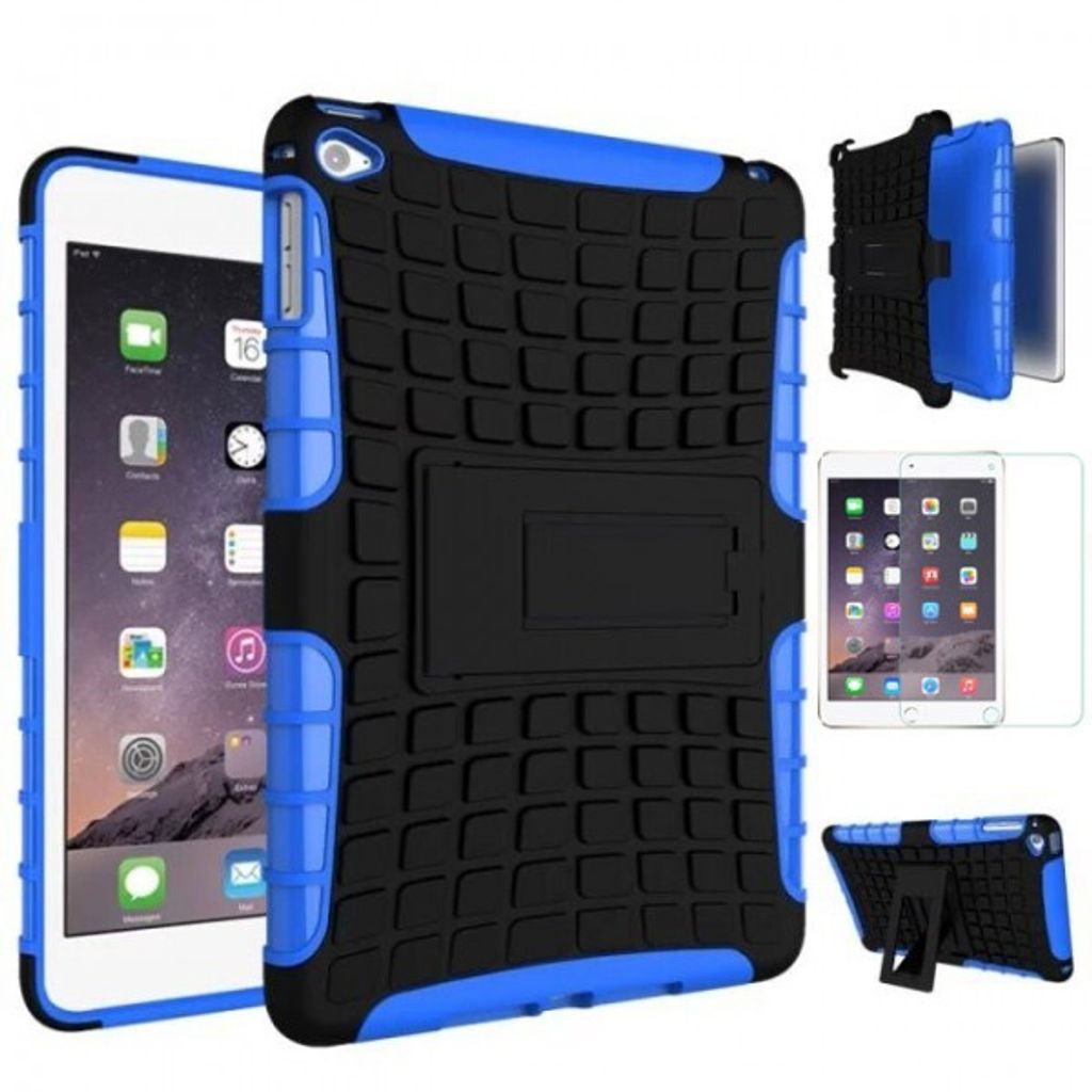 Für Apple iPad Mini 5 7.9 2019 Hybrid Outdoor Blau Tasche Etuis + 0.3 mm H9 Glas