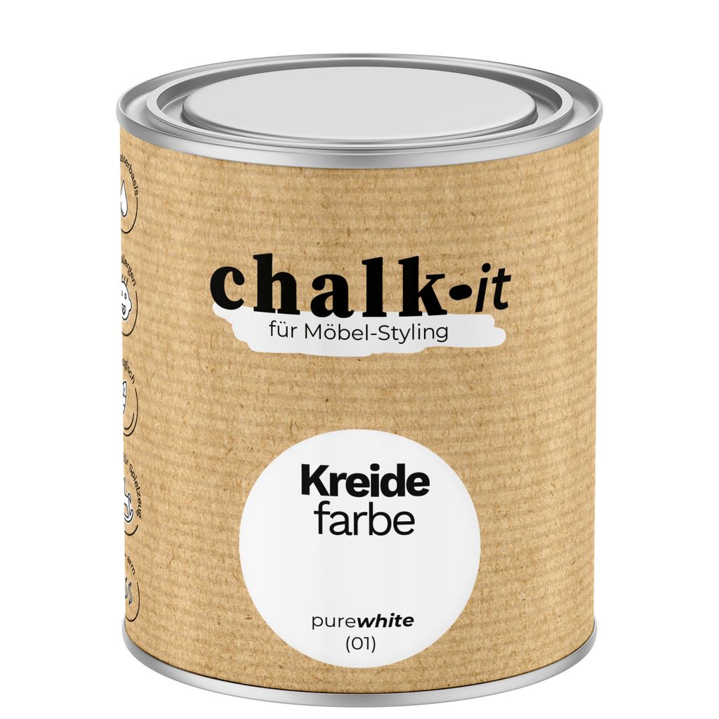 Kreidefarbe Chalk-it (01) Pure White 0,75L Shaby Chic Möbel Produktbild 