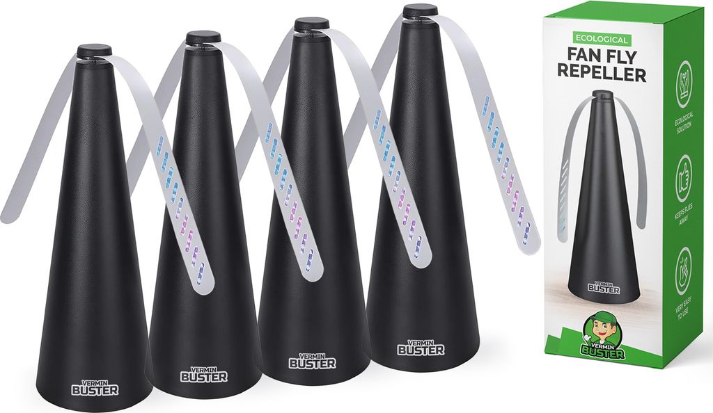 VerminBuster Tischfliegenabwehr - 4er Pack - Ökologisch und Produktbild 