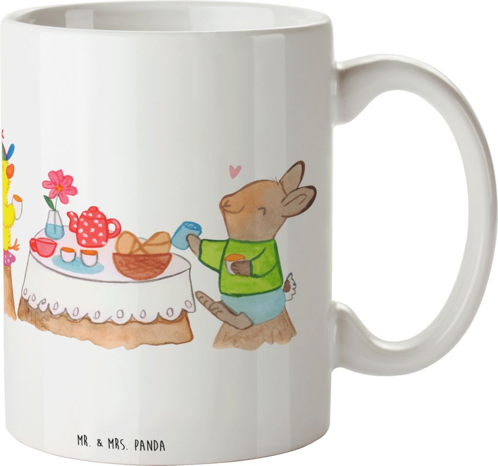 Mr. & Mrs. Panda Trinklernbecher Ostern Frühstück - Weiß - Geschenk, Hase, Pott, Osterhase, Camping Tasse, Haferl, Kunststoffbecher, Picknick, F...