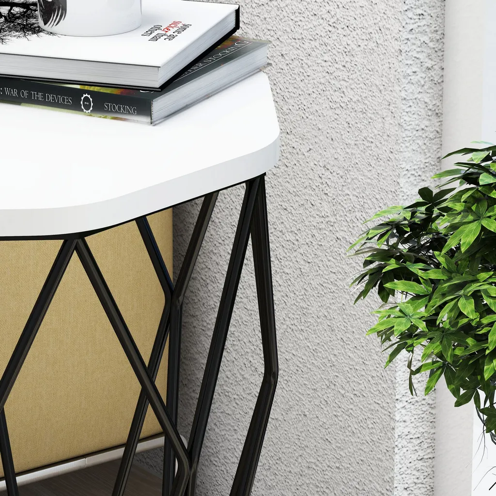 Table d'appoint blanche Sofya : gain de place et rangement robuste - 4