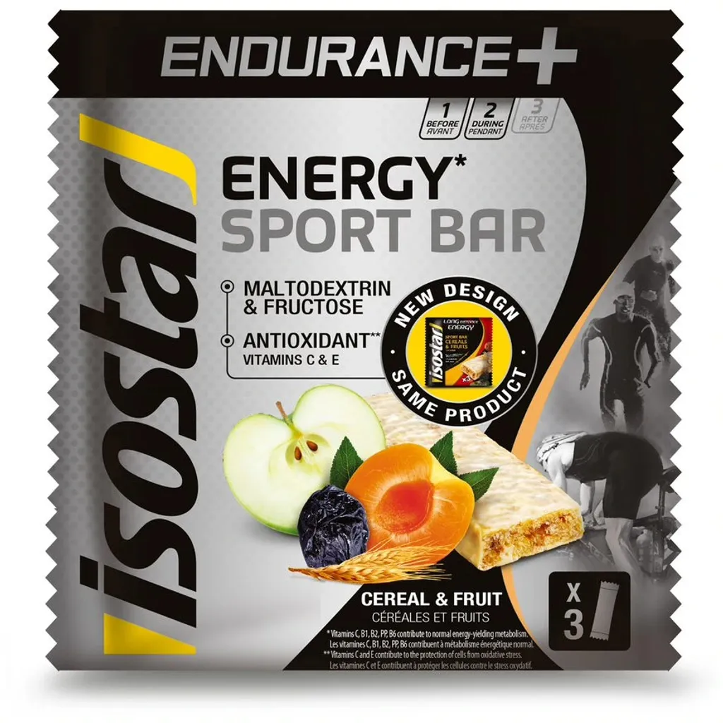 Isostar Endurance+ Barre Sportive pour Cyclisme et Running Fruits 3x40g