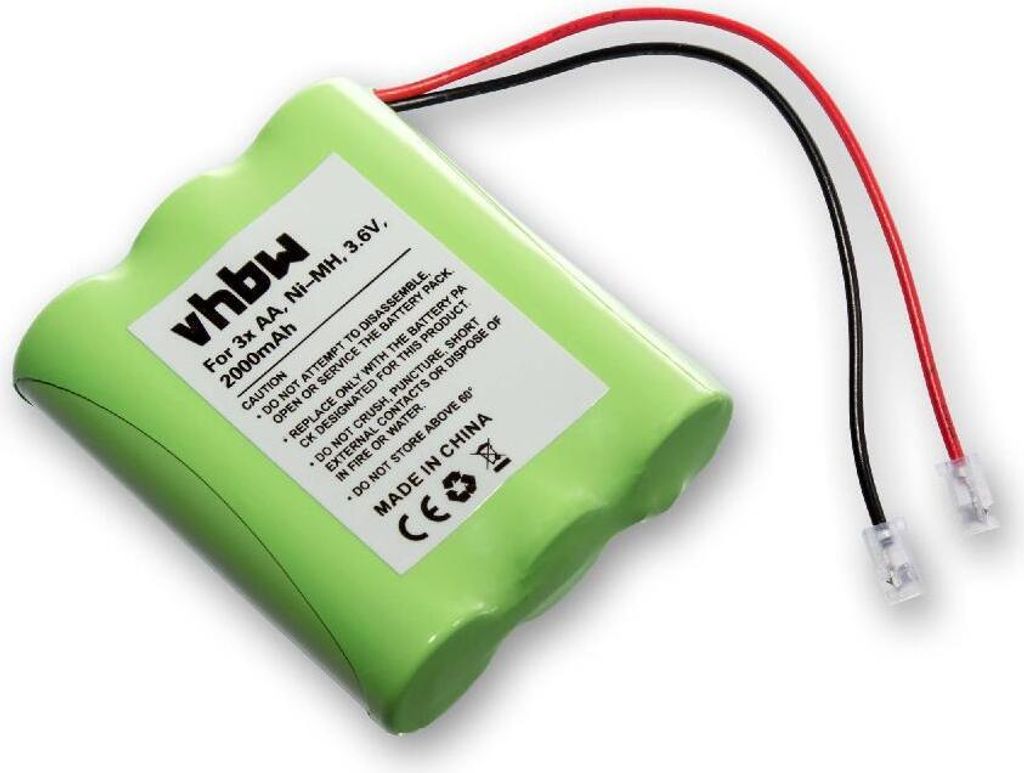 vhbw Akkupack aus 3x AA Mignon für diverse Geräte (2000mAh, 3,6V, NiMH)