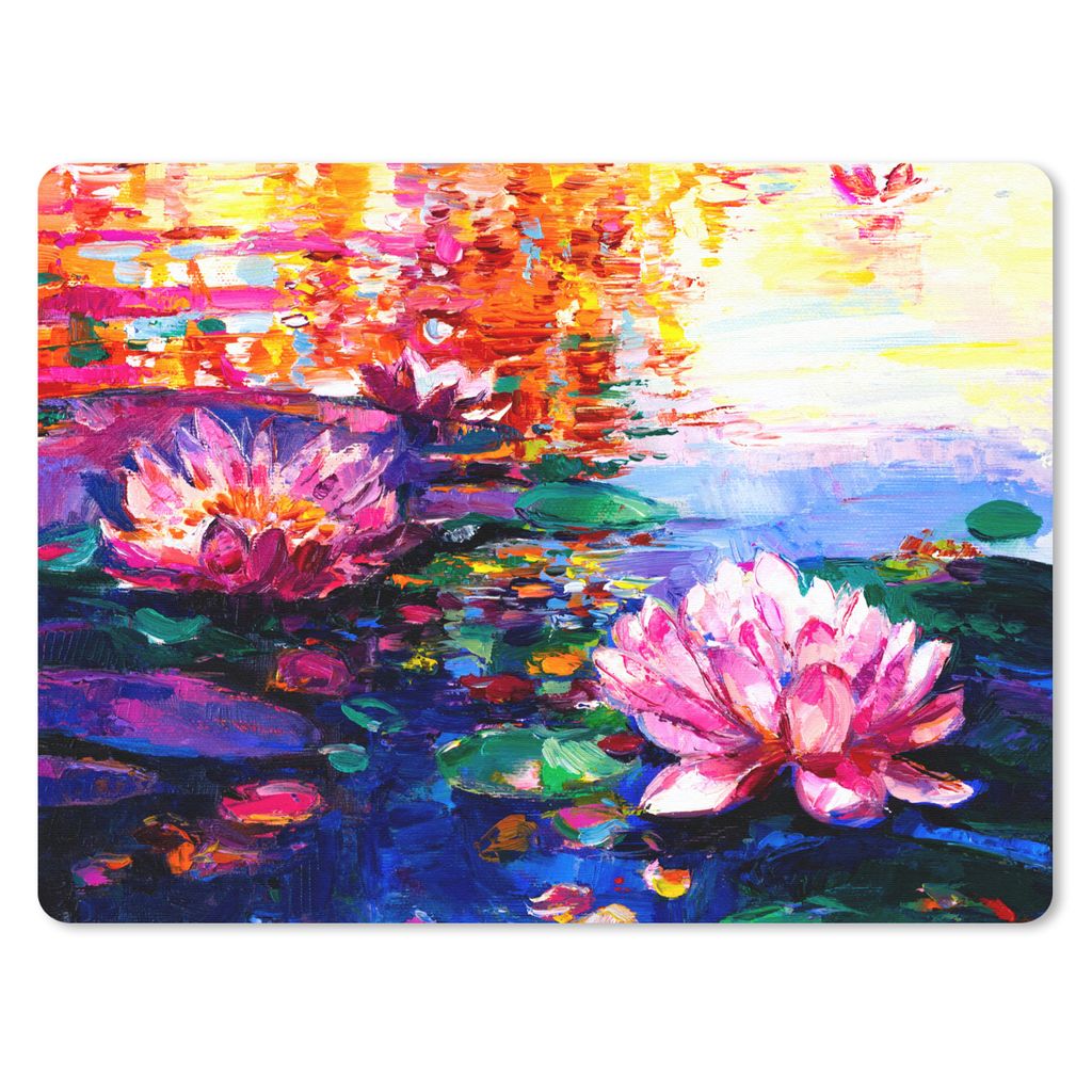 MuchoWow Mauspad Mousepad Gemälde - Öl - Seerose - Wasser 40x30 cm - Mousepads - Maus Mat - Pad - Mausunterlage - Anti Rutsch