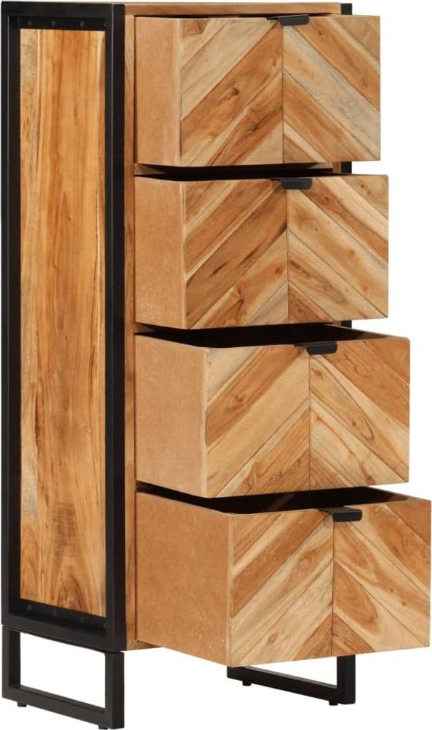 vidaXL Badschrank 40x30x100 cm Massivholz Akazie und Eisen