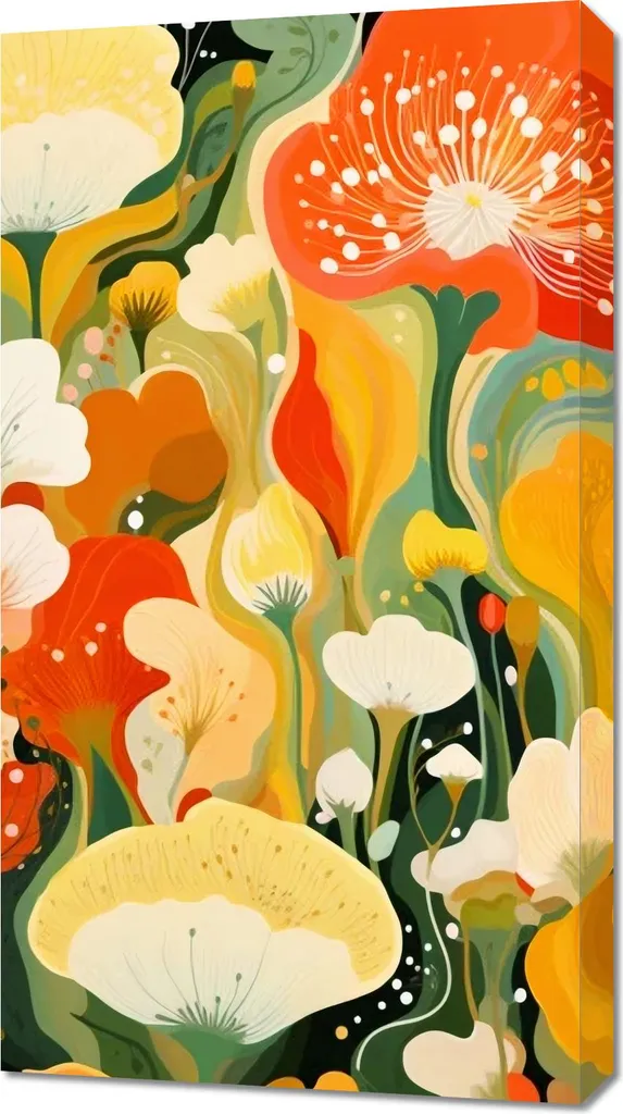 Tableau Mural Paradis Floral 50x90 cm - Décoration Murale Florale Zen