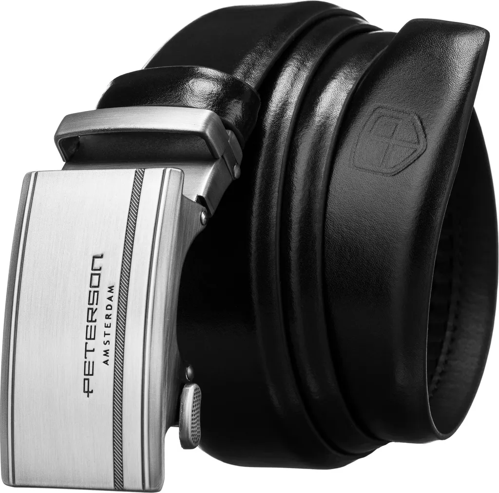 Peterson Cintura Uomo Automatica Generosa Nera 95 cm in Vera Pelle