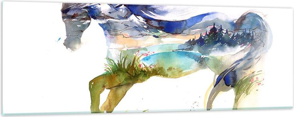 Bilder auf glas - Pferd Natur arabien ethnische - 90x30cm - Glasbilder - Wandbilder - Kunstdruck - zum Aufhängen bereit - Wanddekoration aus Glas ...
