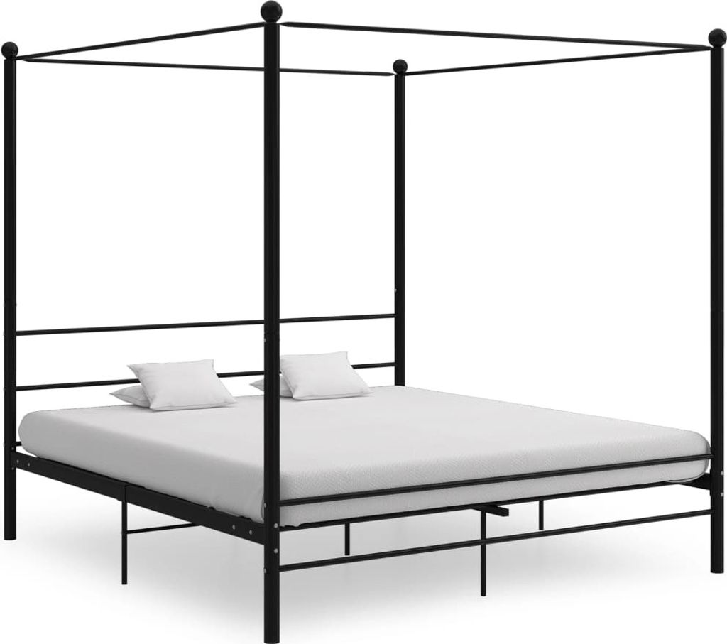 Ankonbej Himmelbett Schwarz Metall 200x200 cm