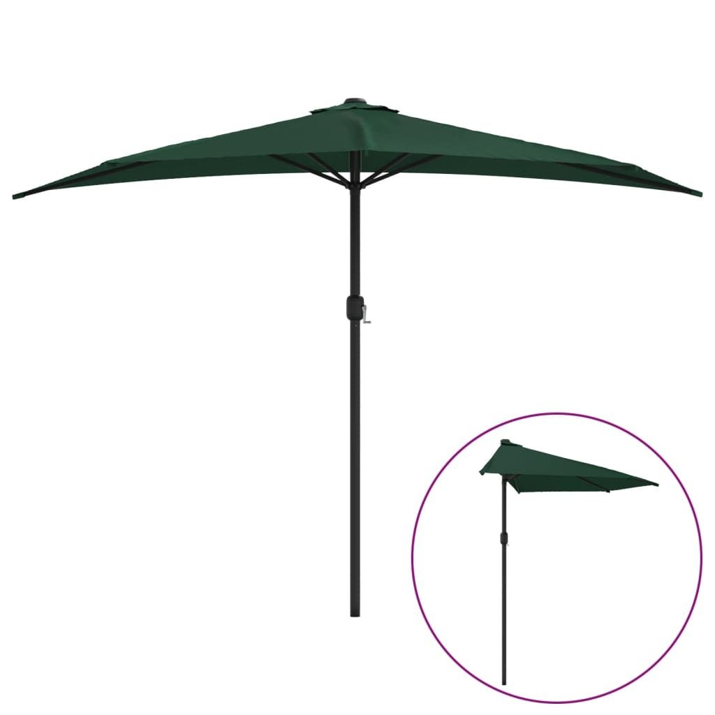 vidaXL Ombrellone da balcone con palo in alluminio verde Immagine del prodotto 