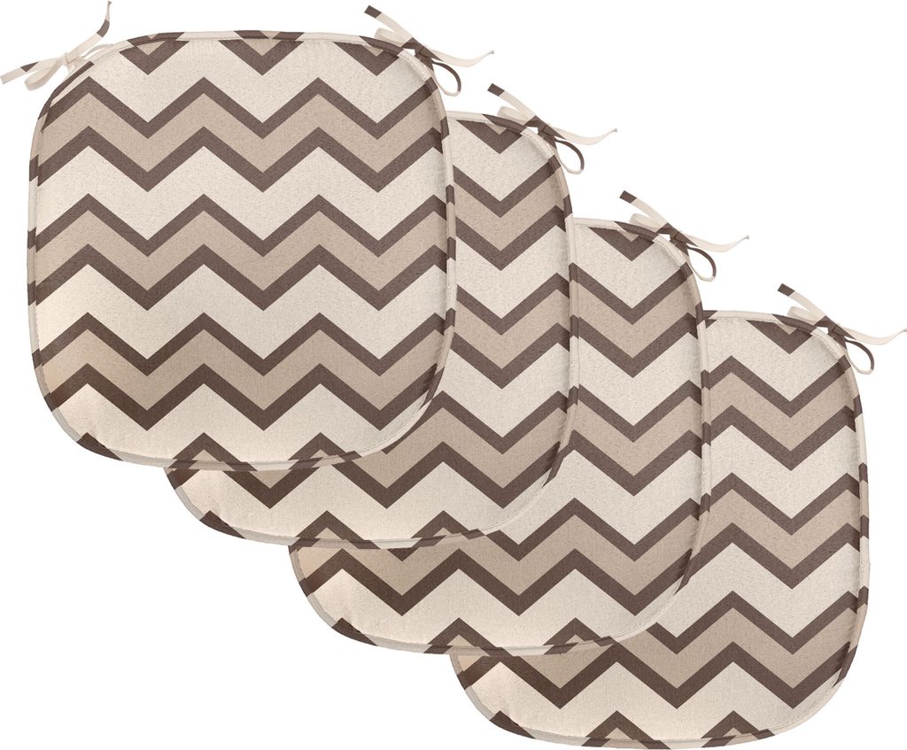 ABAKUHAUS Bräunen Polster für Esszimmerstühle, Klassische Chevron Zigzags, Dekoratives wasserfestes Kissen mit Riemen für Küchensitze, 40 cm x...