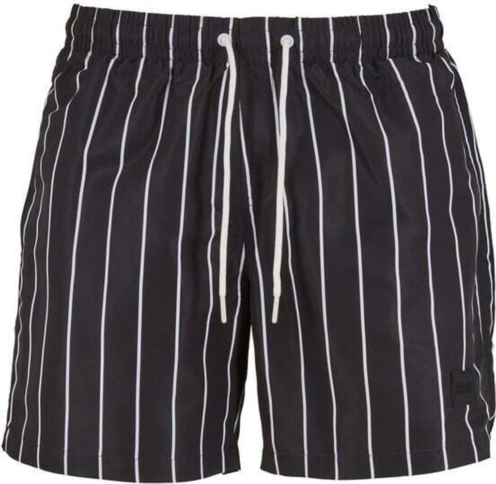 Urban Classics Badeshort Herren Stripe Swim Shorts schwarz/weiß L