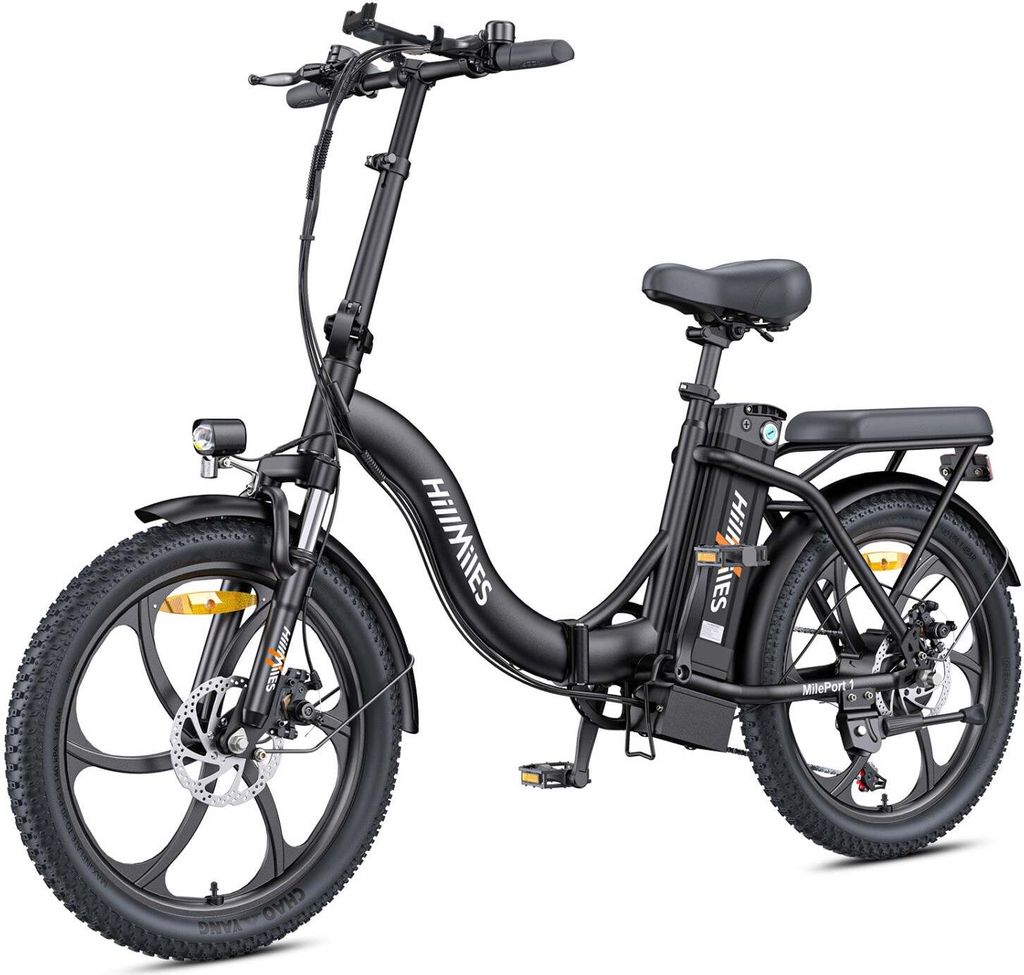 A black electric bicycle is shown against a white background.