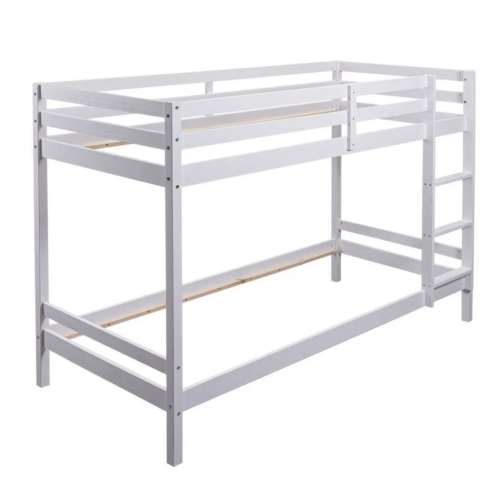 SweetDream Lit Superposé 90x200cm Blanc en Bois Massif pour Enfants