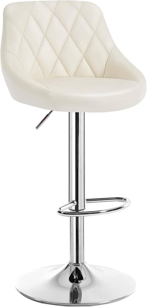 WOLTU 1er Set Barhocker Barstuhl leichte reinige Kunstleder, Gute gepolsterte Sitzfläche, Höhenverstellbar 360° Drehbar, Farbwahl, Creme