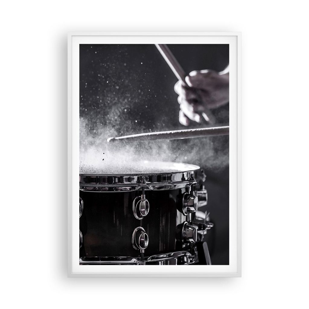 Gerahmtes Poster - Weißer Rahmen - Trommel Staub Trommel - 70x100 cm - Wand Bild - Wanddeko - Wandbilder - Kunstposter - Wandposter - Bilderrahmen...