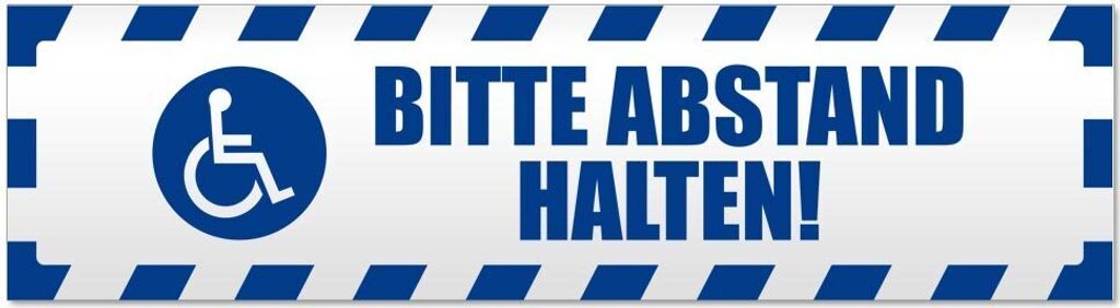 Bitte Abstand halten! Motiv 2 gestreift Magnetschild Schild magnetisch - 60cm Verkehrsblau - Magnetfolie für Auto PKW Kfz