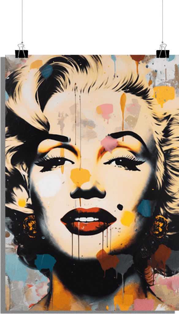 Filmposter - Marilyn Monroe Poster - Abstrakt Poster - Hollywood-Ikone Poster - 61x91cm - Perfekt zum Einrahmen