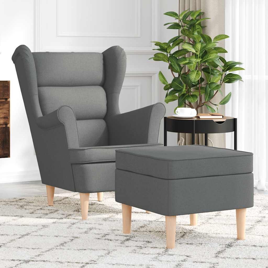 Maison Exclusive - Sessel mit Fußhocker Dunkelgrau Stoff