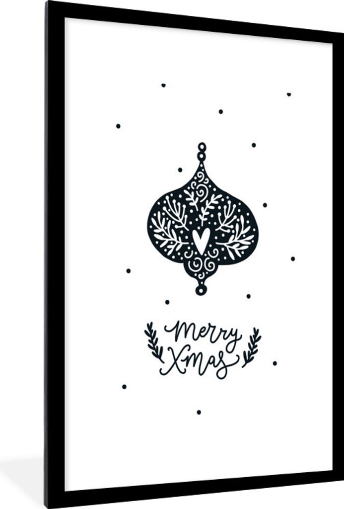 MuchoWow MuchoWow Gerahmtes Poster Weihnachten - Zitate - Schwarz - Weiß - Jungen - Mädchen - Baby 60x90 cm - Poster mit zchwarzem Bilderrahm...