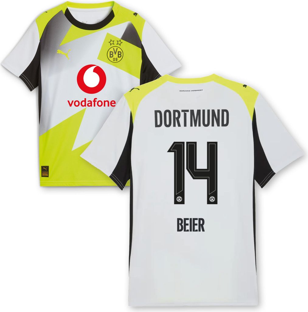 BVB Auswärtstrikot Kinder Saison 2025/26 Flock: Beier - Größe: 128