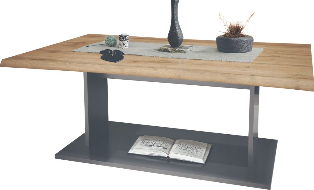 Vladon Couchtisch Beistelltisch Wohnzimmertisch Melo, Germany, in Anthrazit mit Tischplatte in Eiche Wotan 102 x 40 x 67,5 cm