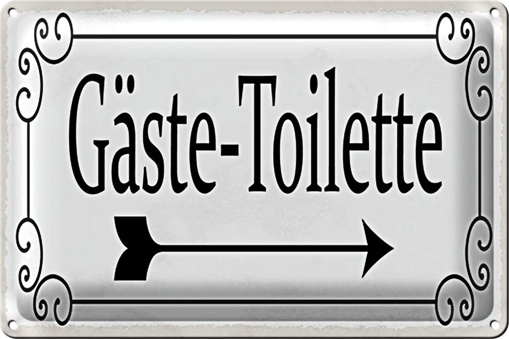Blechschild Hinweis 30x20cm Gäste-Toilette rechts Pfeil
