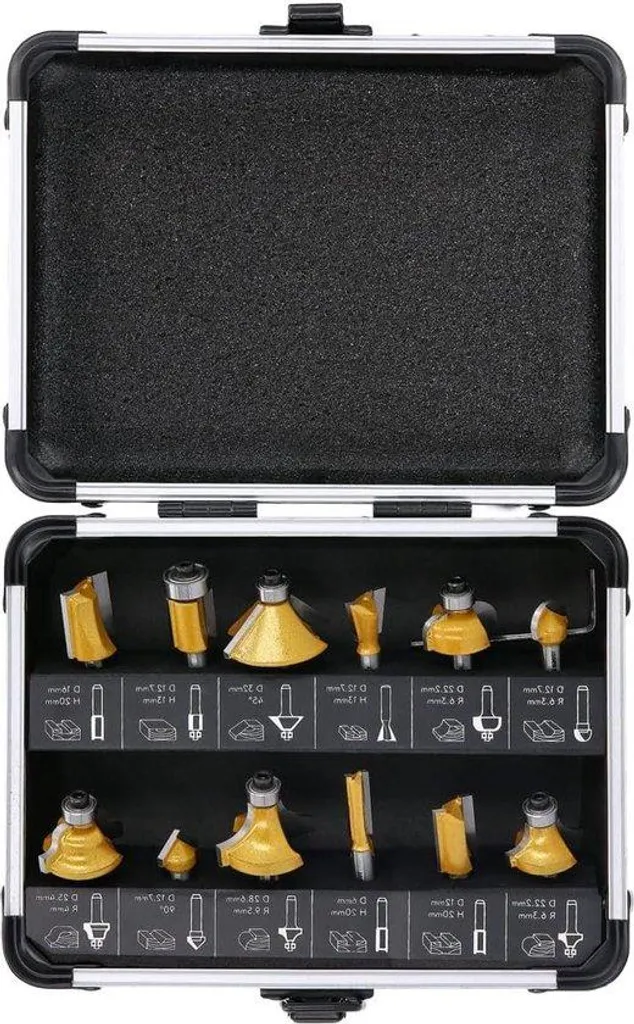 Kit de fraises pour bois 12 pièces avec mallette de transport pro