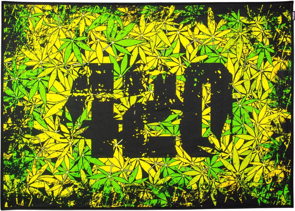 PSYWORK Schwarzlicht Stoffposter Neon "420", 1,0x1,4m