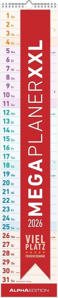 Megaplaner XXL 2026 - Streifen-Kalender 85x17 cm Produktbild 