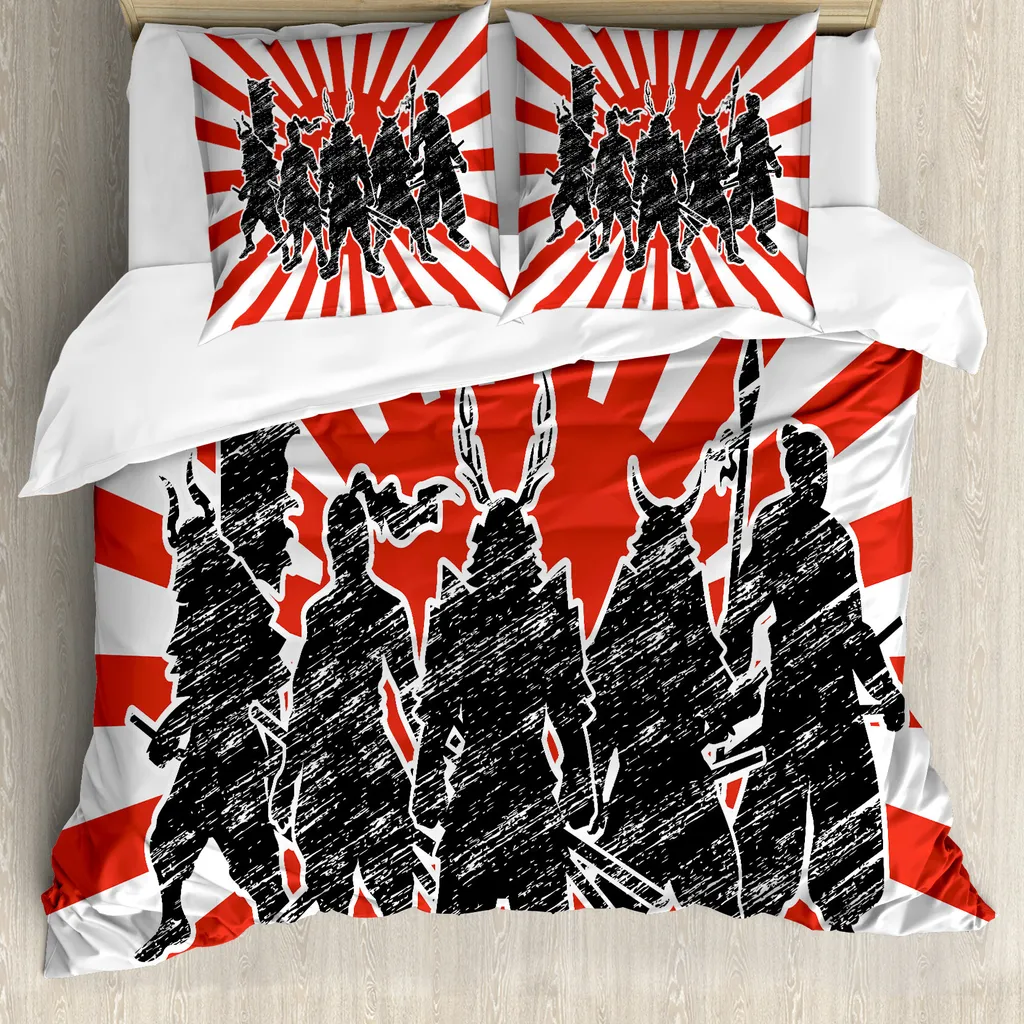 Copripiumino Ninja Retro ABAKUHAUS | 155x220 Rosso e Nero