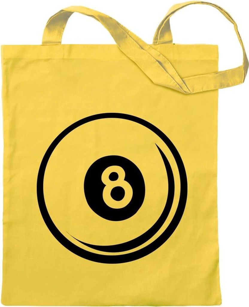 Kiwistar - Baumwolltasche - gelb - 8 Ball Motiv2 - Tragetasche Stoffbeutel Umhängetasche langer Henkel