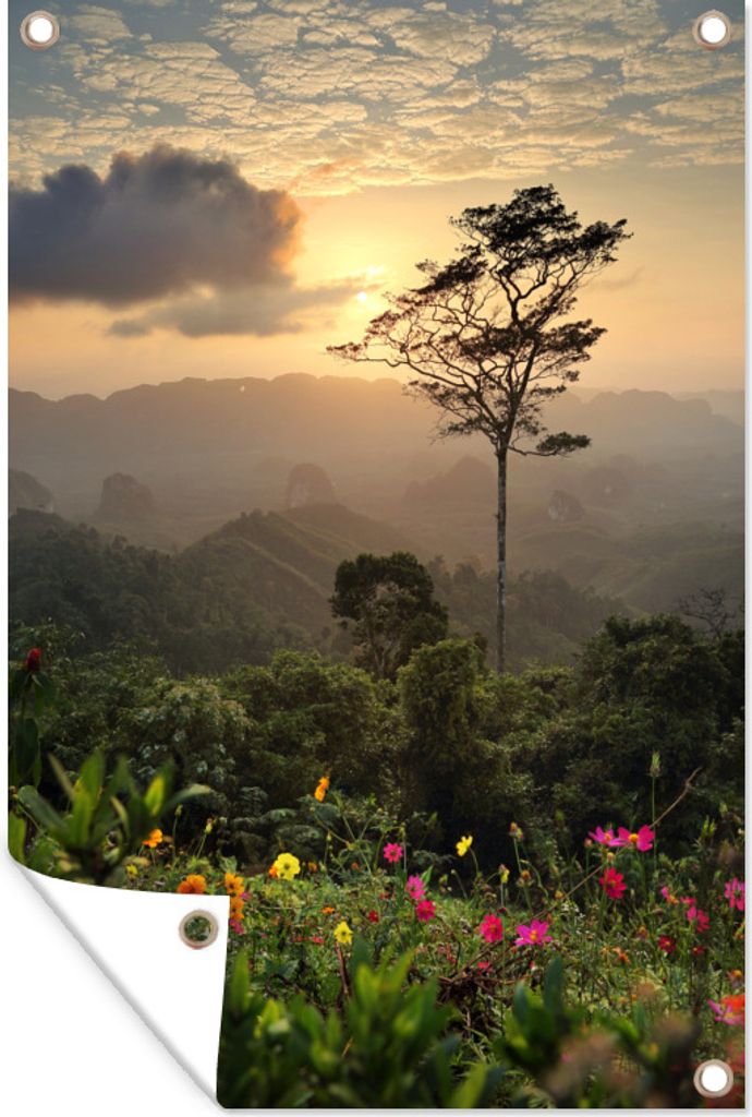 MuchoWow 40x60 cm Outdoor-Poster Gartendeko Sichtschutz Garten Poster für den Garten Blumen - Landschaft - Ansichten