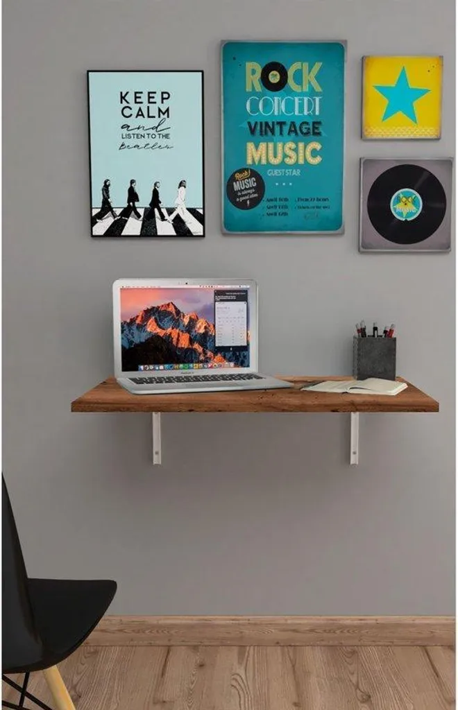 Petite table murale Bino noyer : libérez l'espace au sol de votre pièce