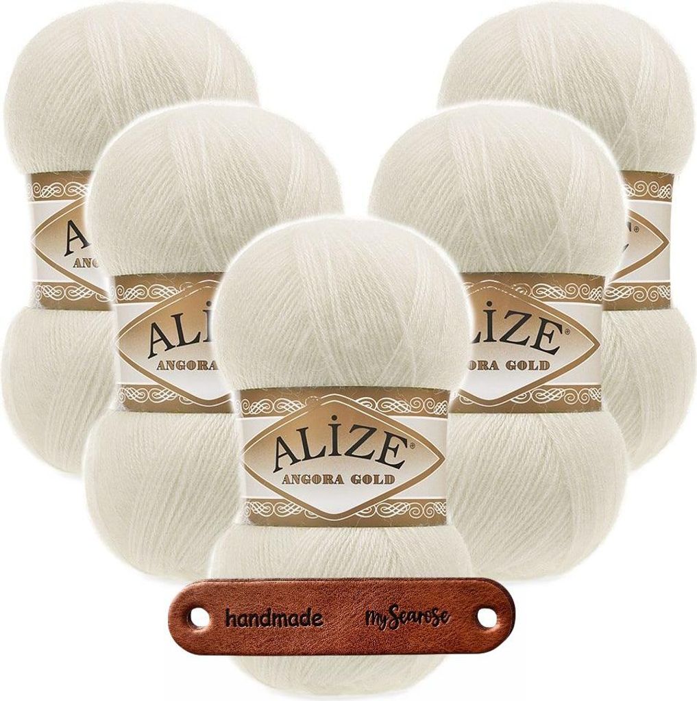 5 x ALIZE Angora Gold 1 Cream mit Label Produktbild 