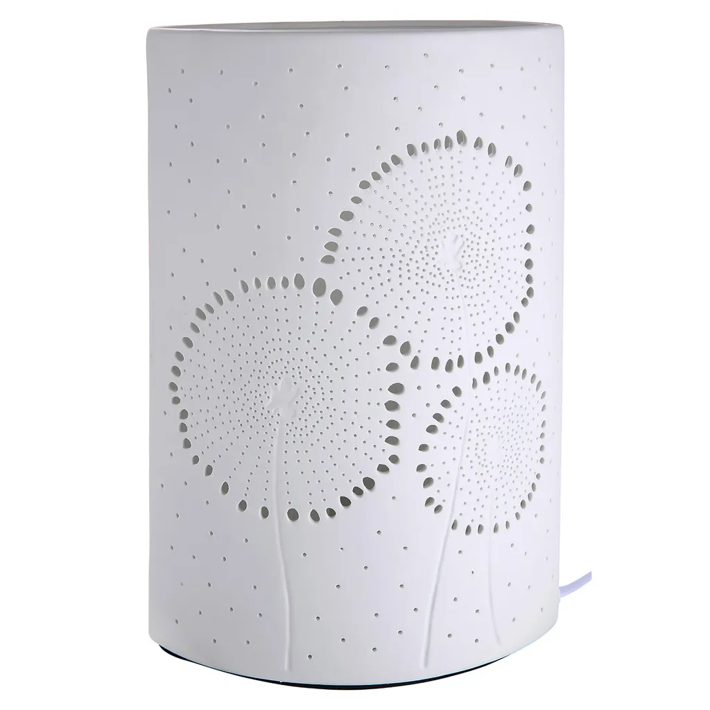 Lampe d'ambiance anti-éblouissement en porcelaine motif pissenlit 28cm