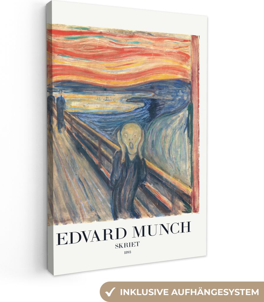 OneMillionCanvasses - Leinwandbilder - 90x140 cm, Malerei - Schrei - Munch - Alte Meister - Kunst, Wandbilder Kunstdruck Wanddekoration - Foto au...